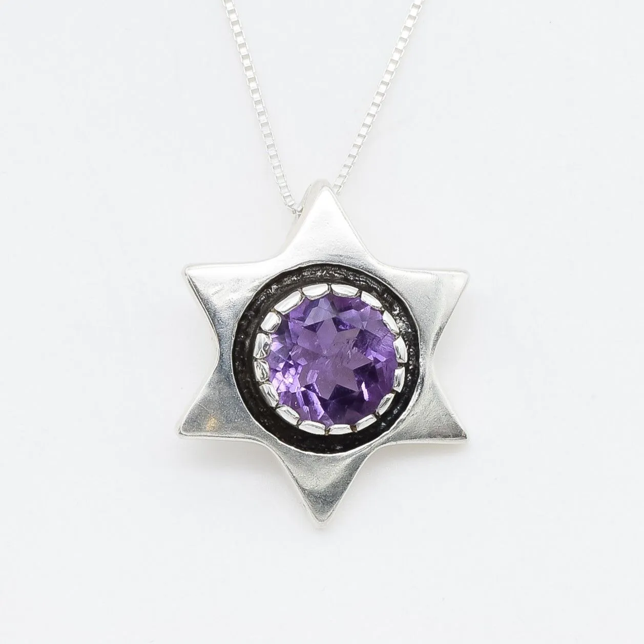 Star Pendant - Amethyst Statement Necklace - Large Star Necklace