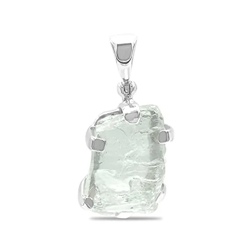 Starborn Rough Aquamarine Gemstone Pendant in Sterling Silver - medium