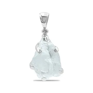 Starborn Rough Aquamarine Gemstone Pendant in Sterling Silver - medium