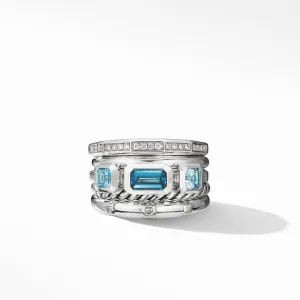 Stax Wide Ring with Hampton Blue Topaz and Diamonds