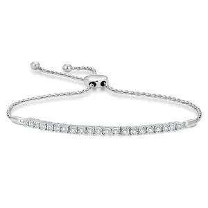 Sterling Silver 1/4 Ct.Wt. Diamond Bolo Bracelet