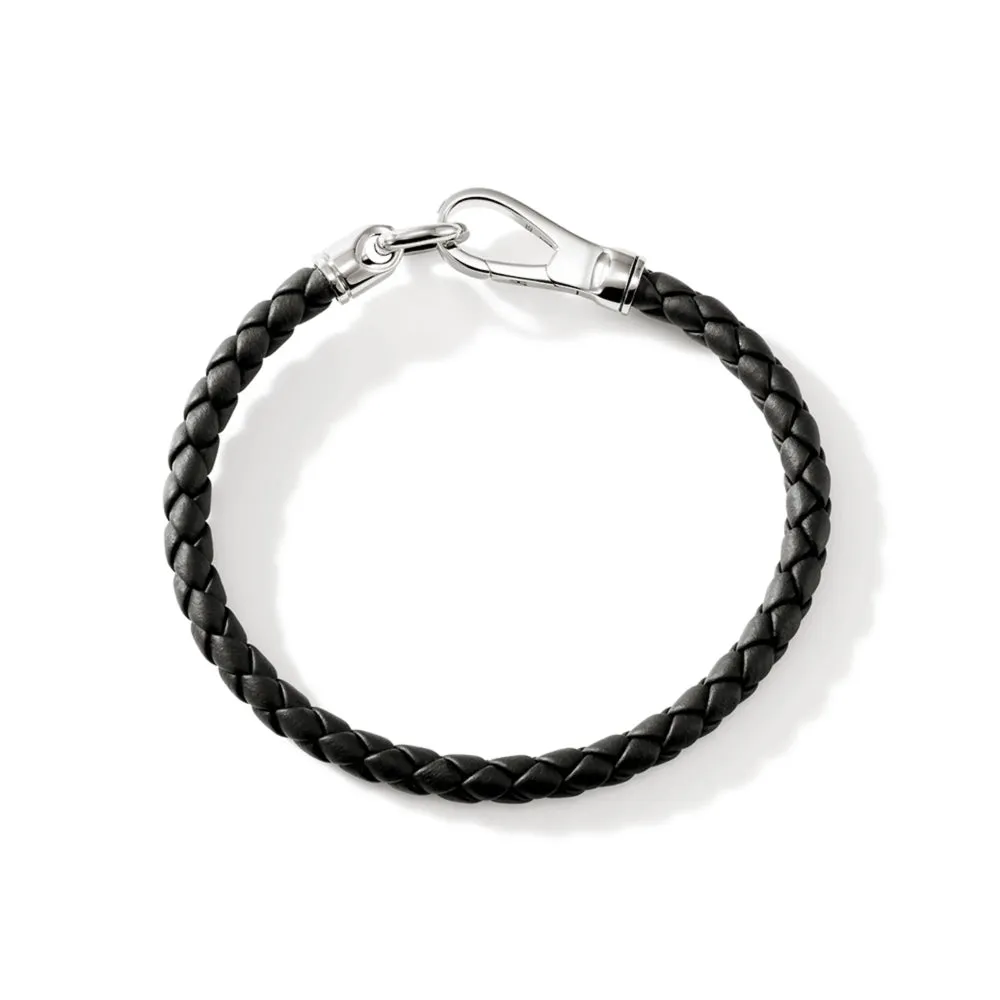 Sterling Silver and Leather Hook Clasp Bracelet