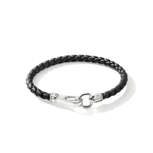 Sterling Silver and Leather Hook Clasp Bracelet