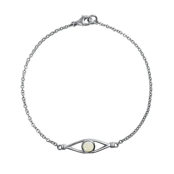 Sterling Silver Eclipse Collection Cable Chain Bracelet - With Cabochon