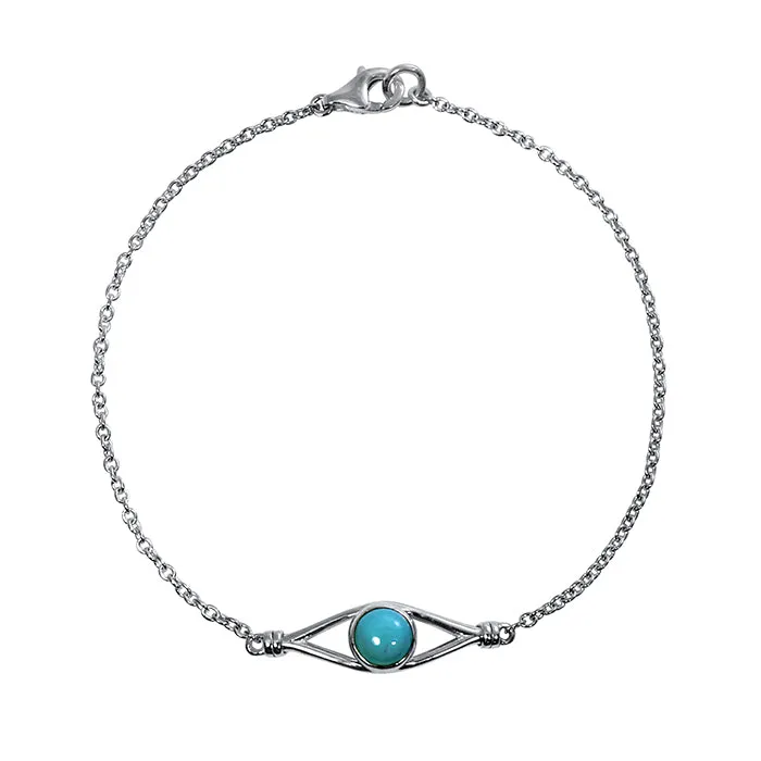 Sterling Silver Eclipse Collection Cable Chain Bracelet - With Cabochon