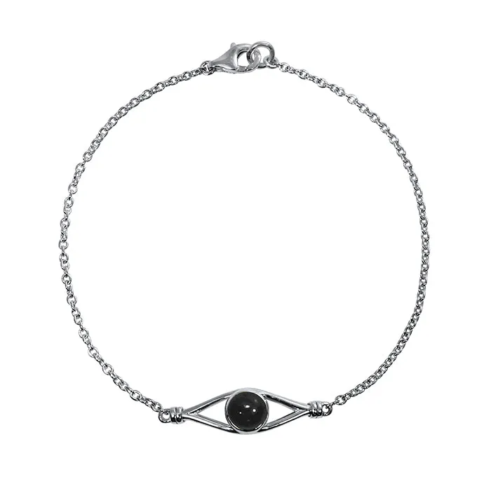 Sterling Silver Eclipse Collection Cable Chain Bracelet - With Cabochon