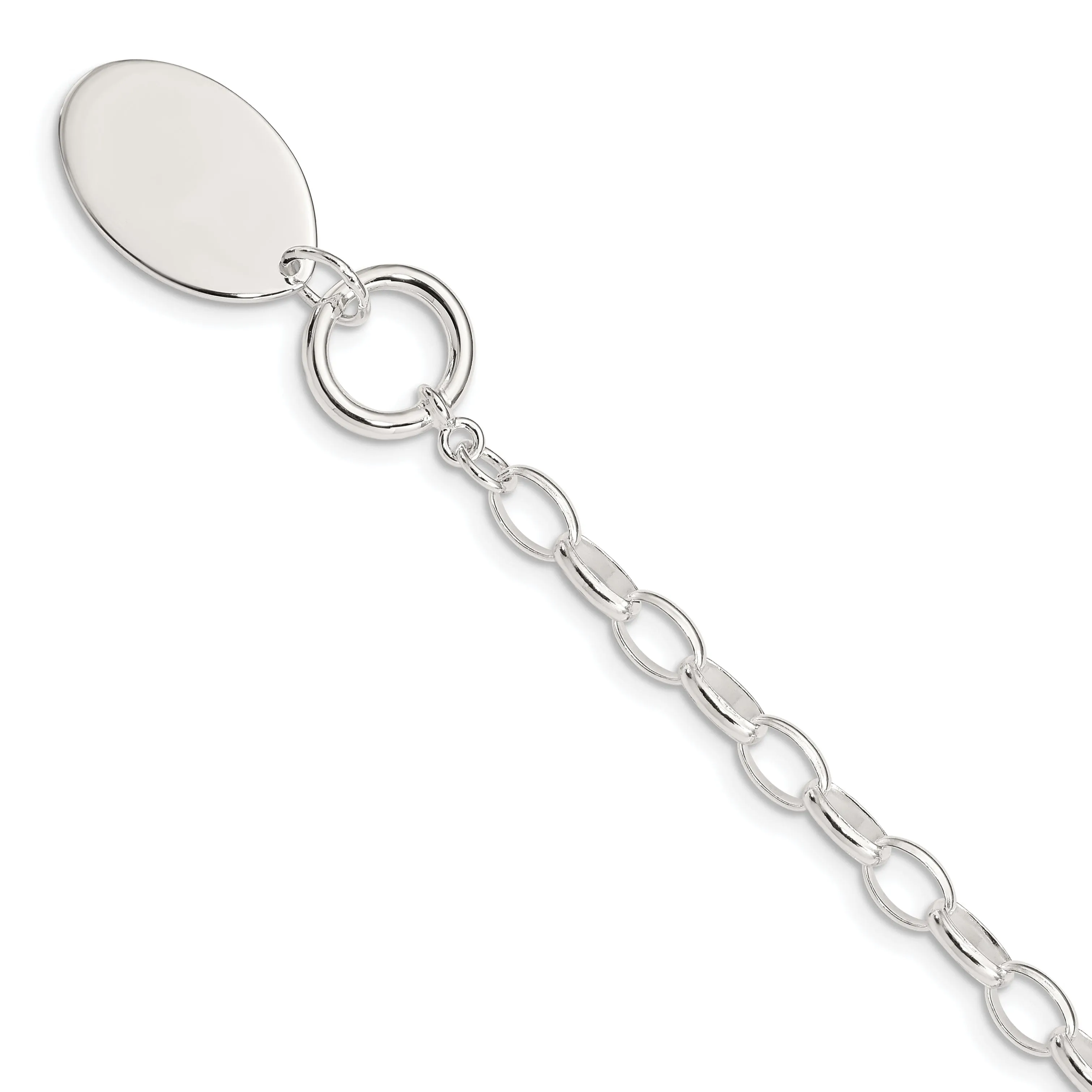 Sterling Silver Fancy Oval Disc Bracelet