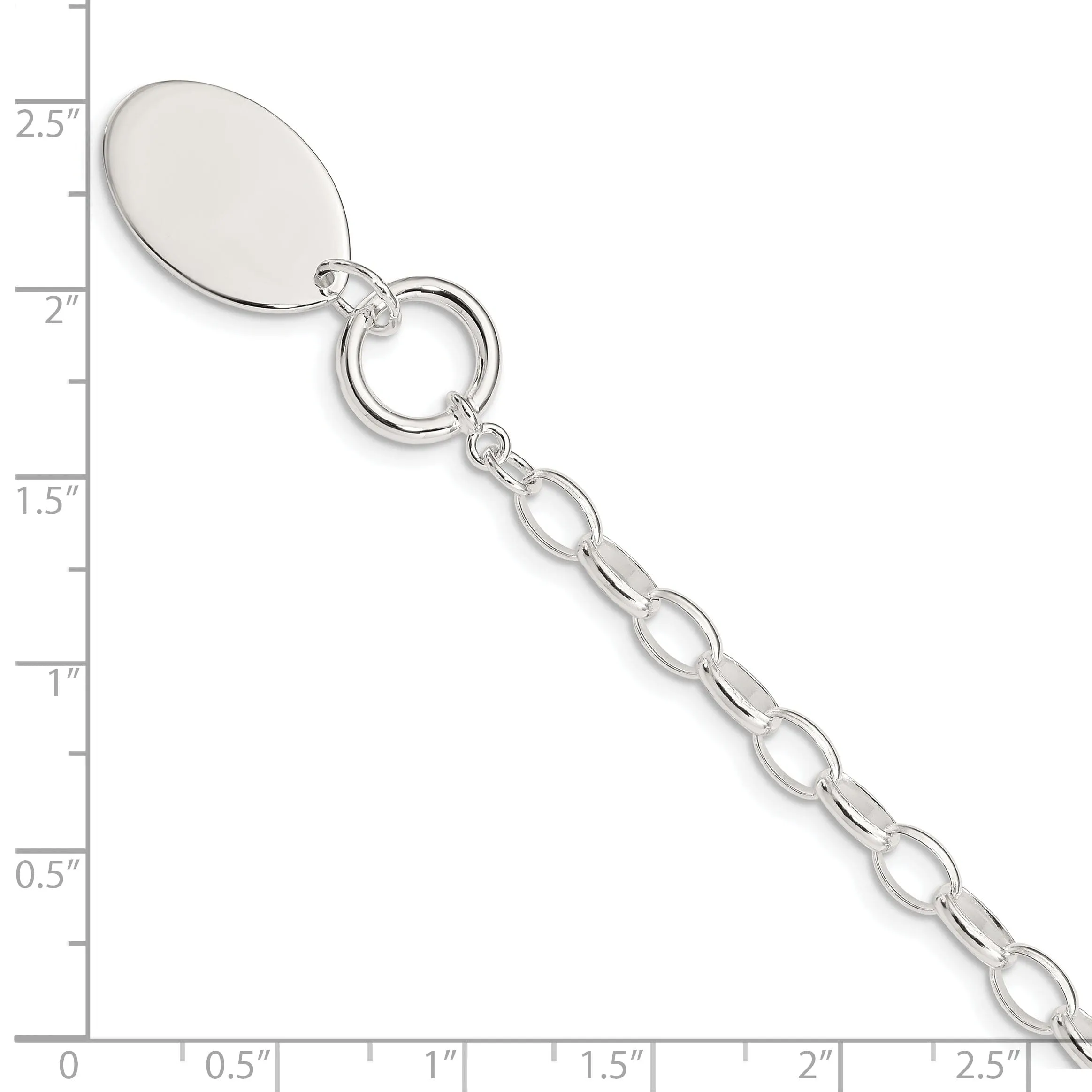 Sterling Silver Fancy Oval Disc Bracelet