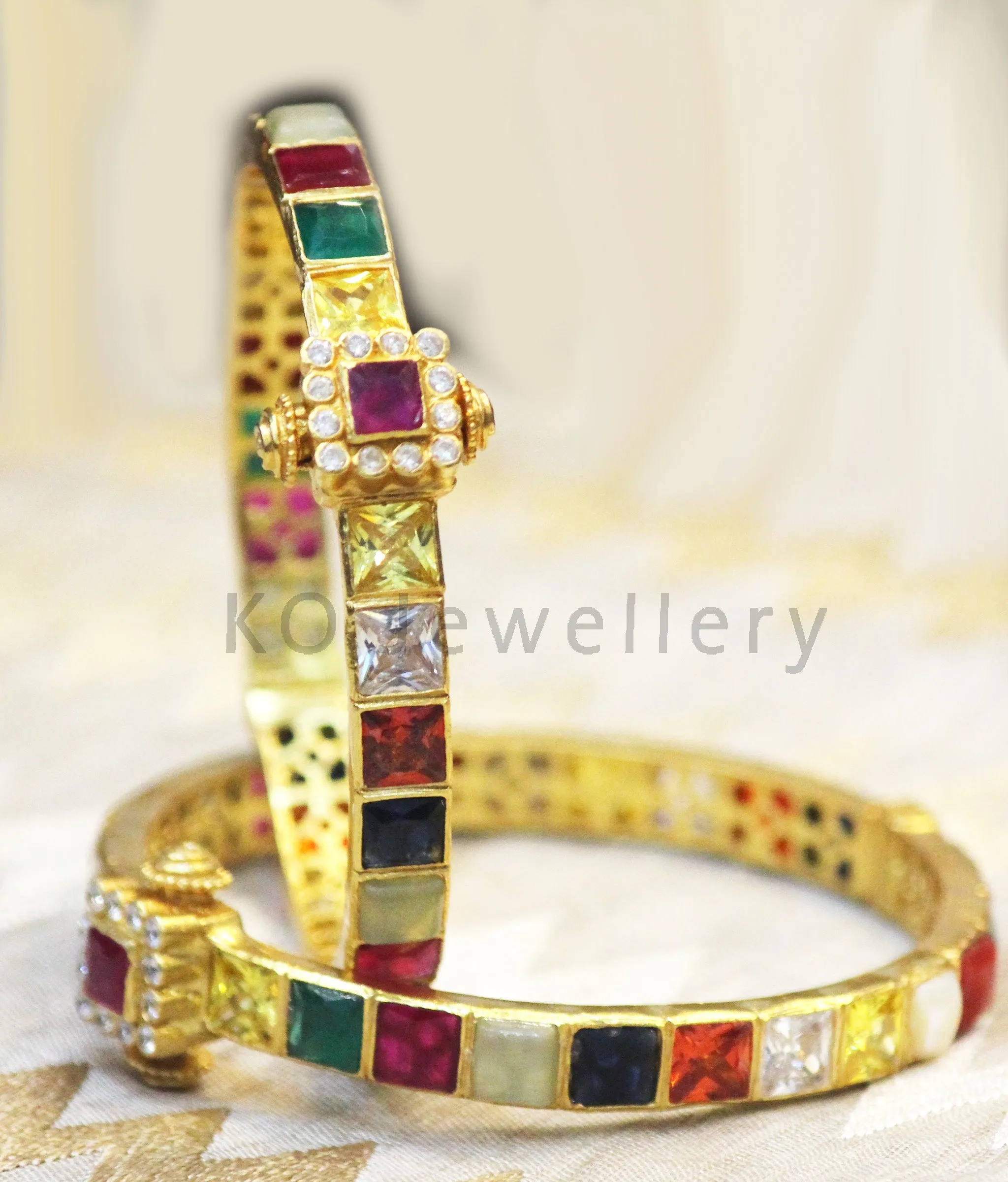 The Sampada Silver Navaratna Bracelet (Size 2.6/2.8)