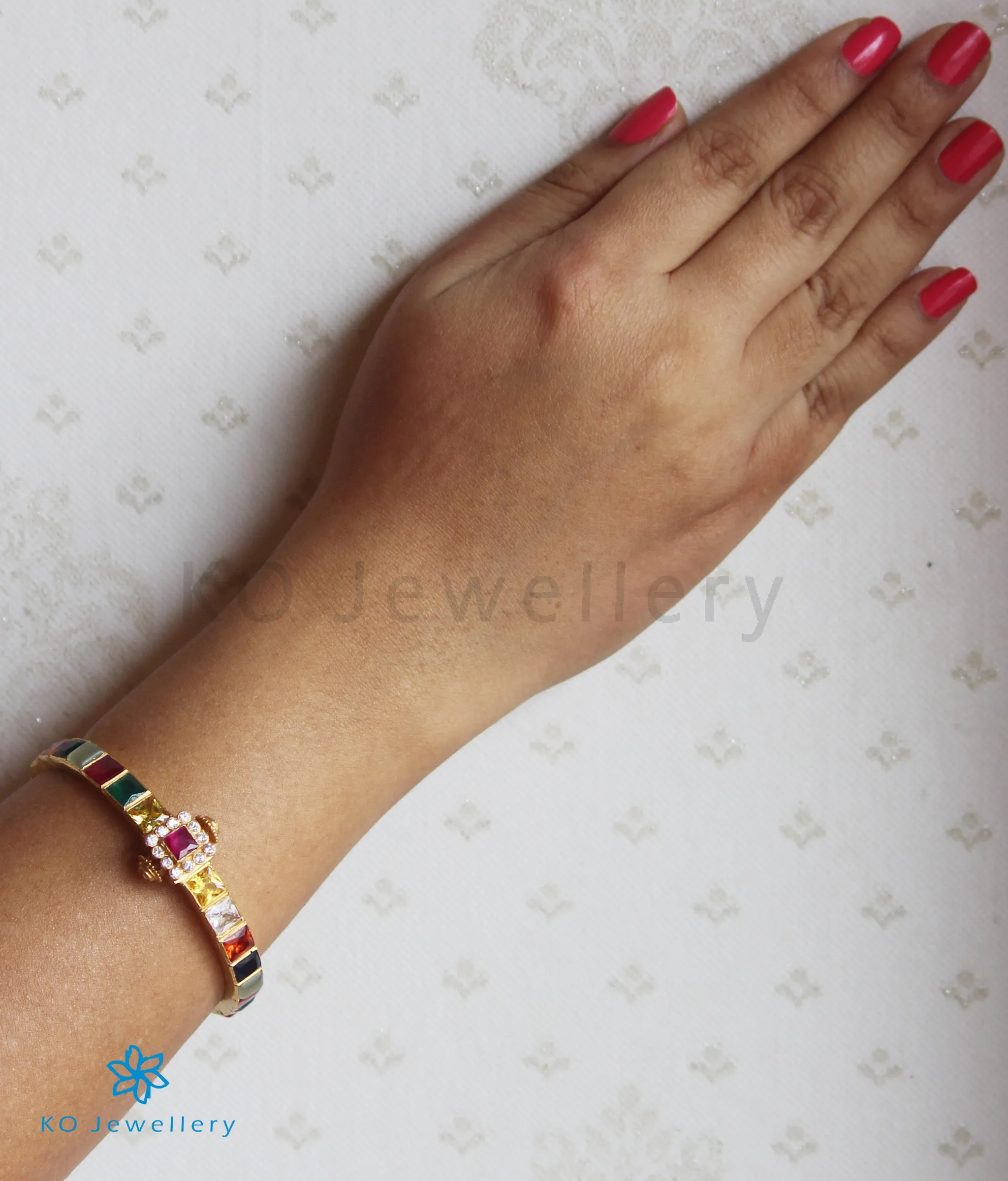 The Sampada Silver Navaratna Bracelet (Size 2.6/2.8)