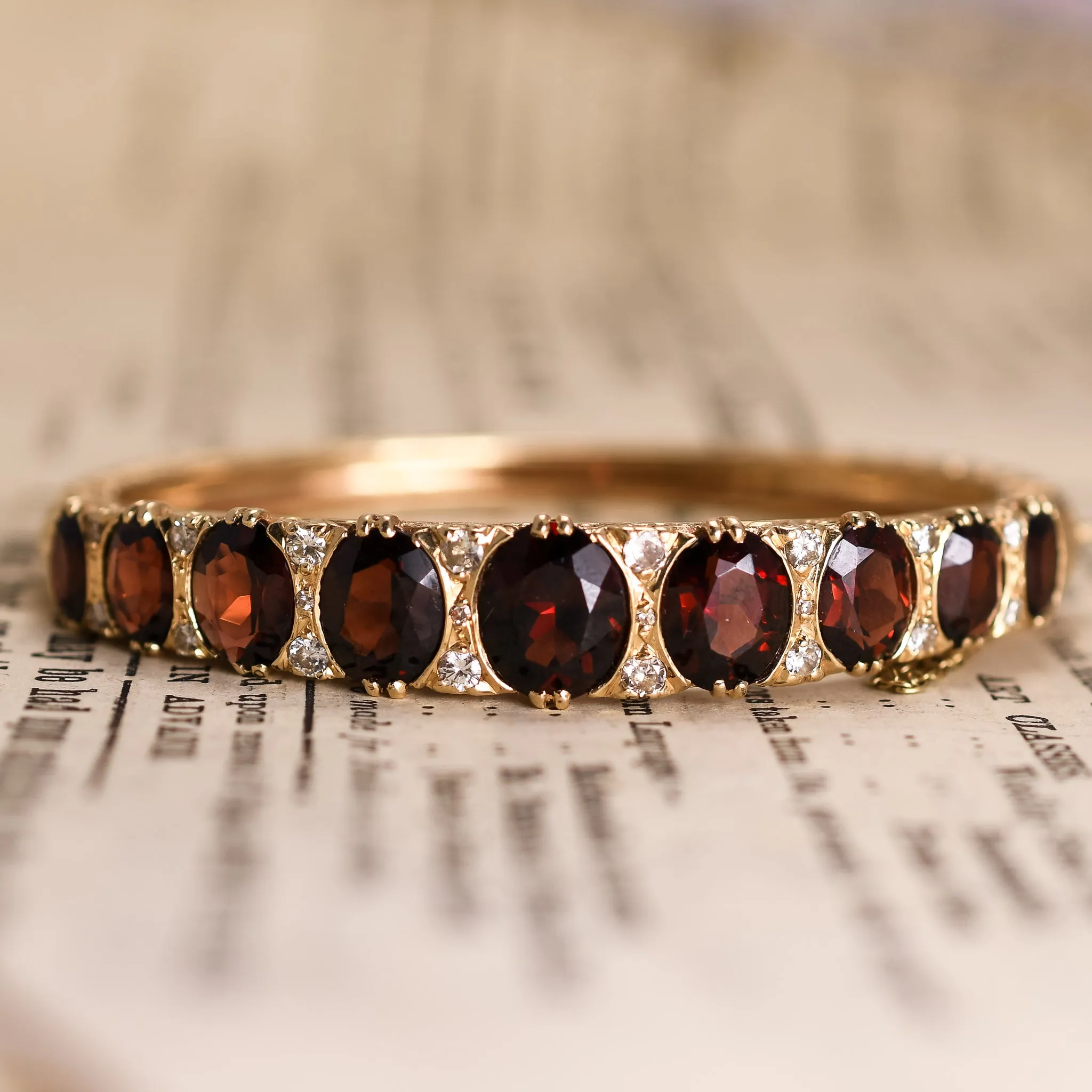 Victorian Garnet & Diamond Bangle