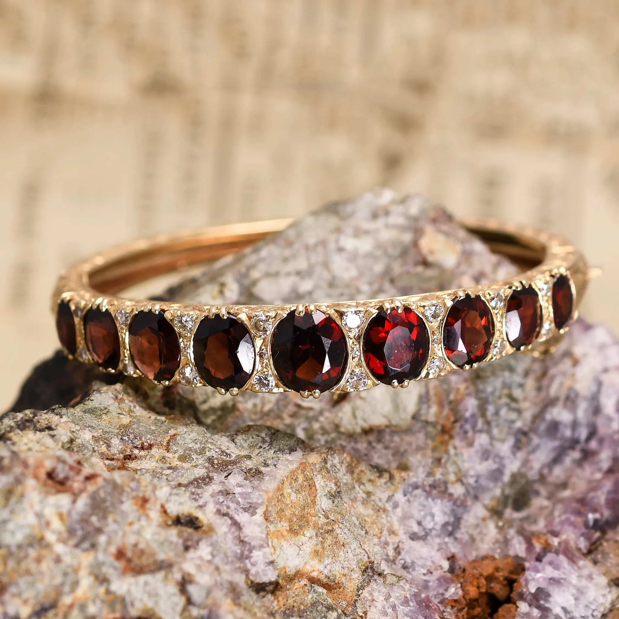 Victorian Garnet & Diamond Bangle