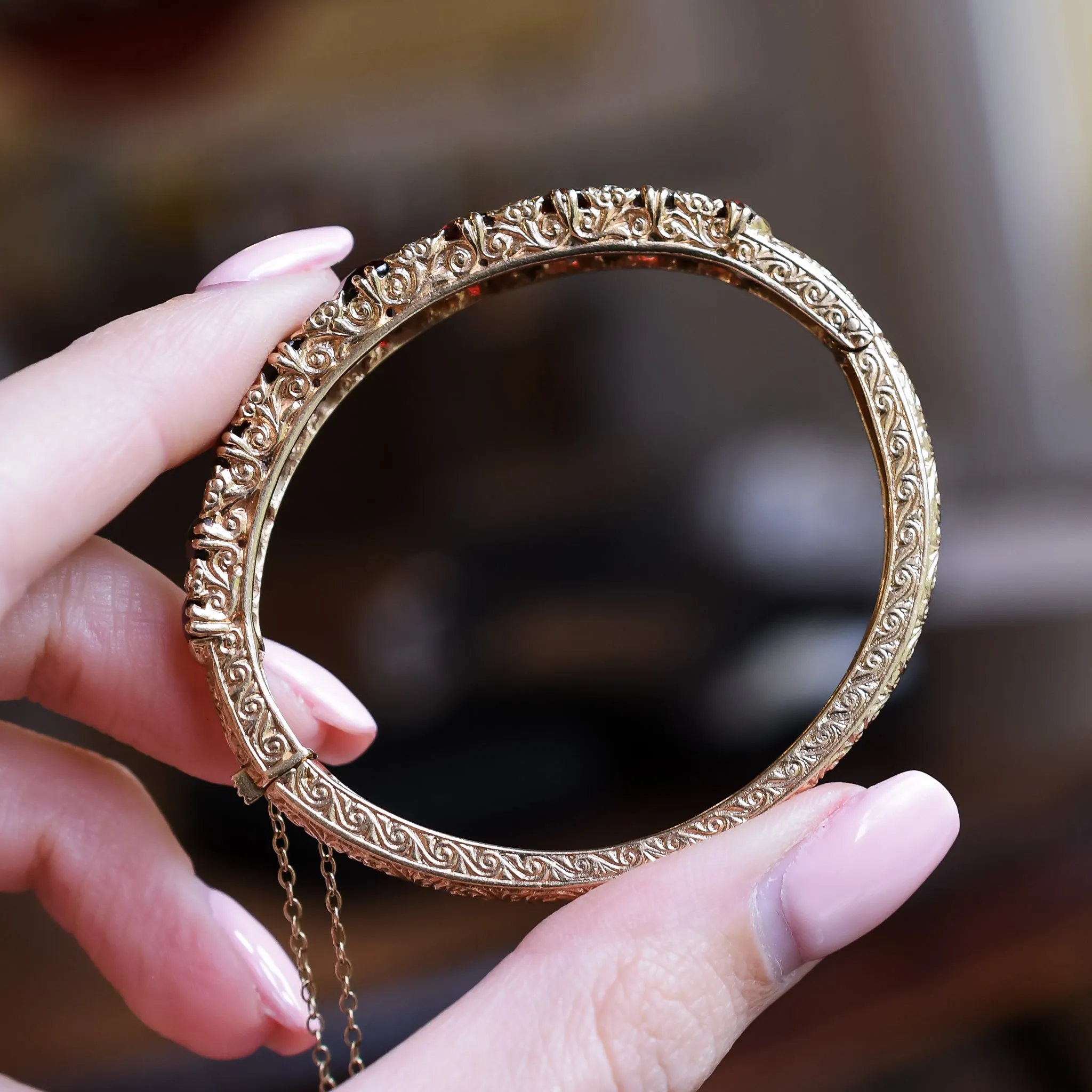 Victorian Garnet & Diamond Bangle