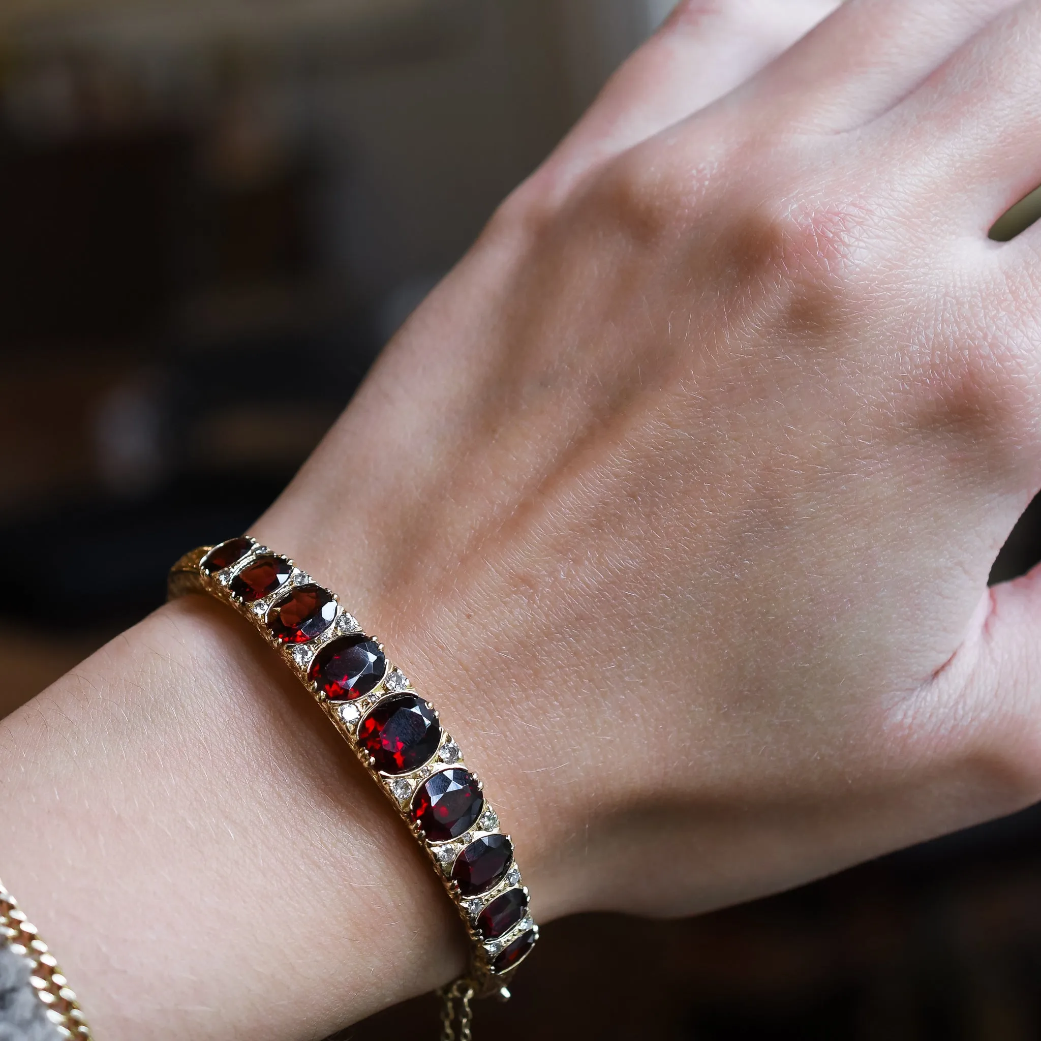 Victorian Garnet & Diamond Bangle