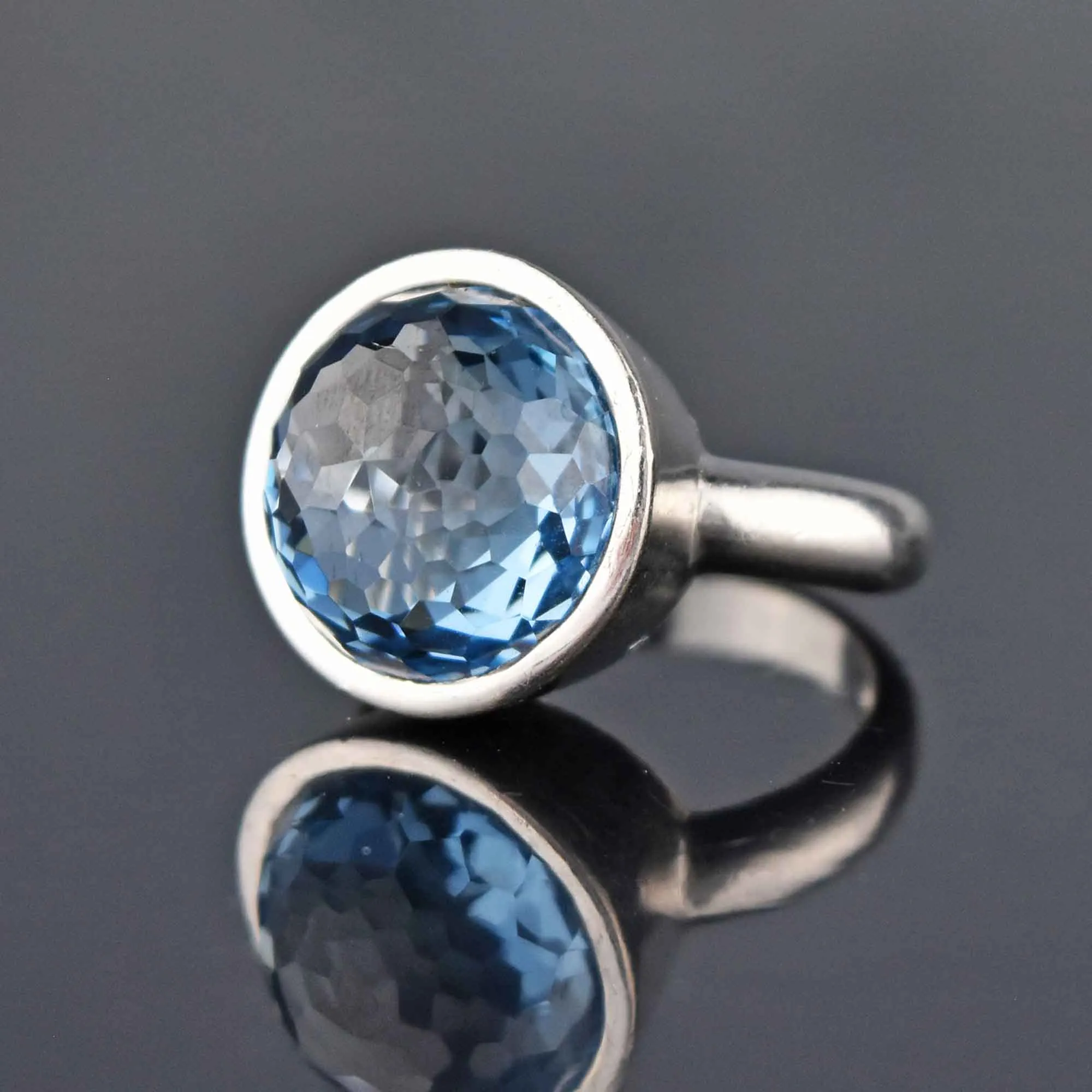 Vintage 10 CTW Briolette Blue Topaz Ring