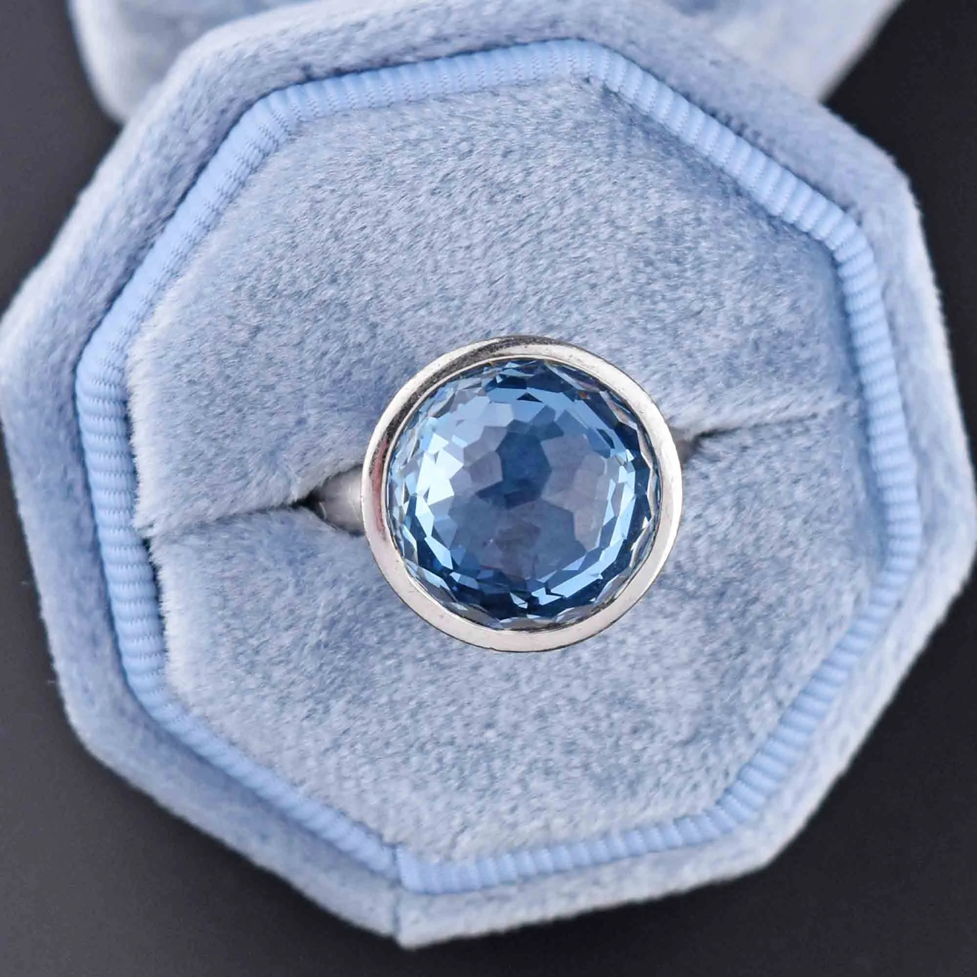 Vintage 10 CTW Briolette Blue Topaz Ring