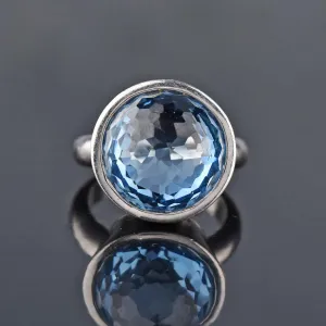 Vintage 10 CTW Briolette Blue Topaz Ring