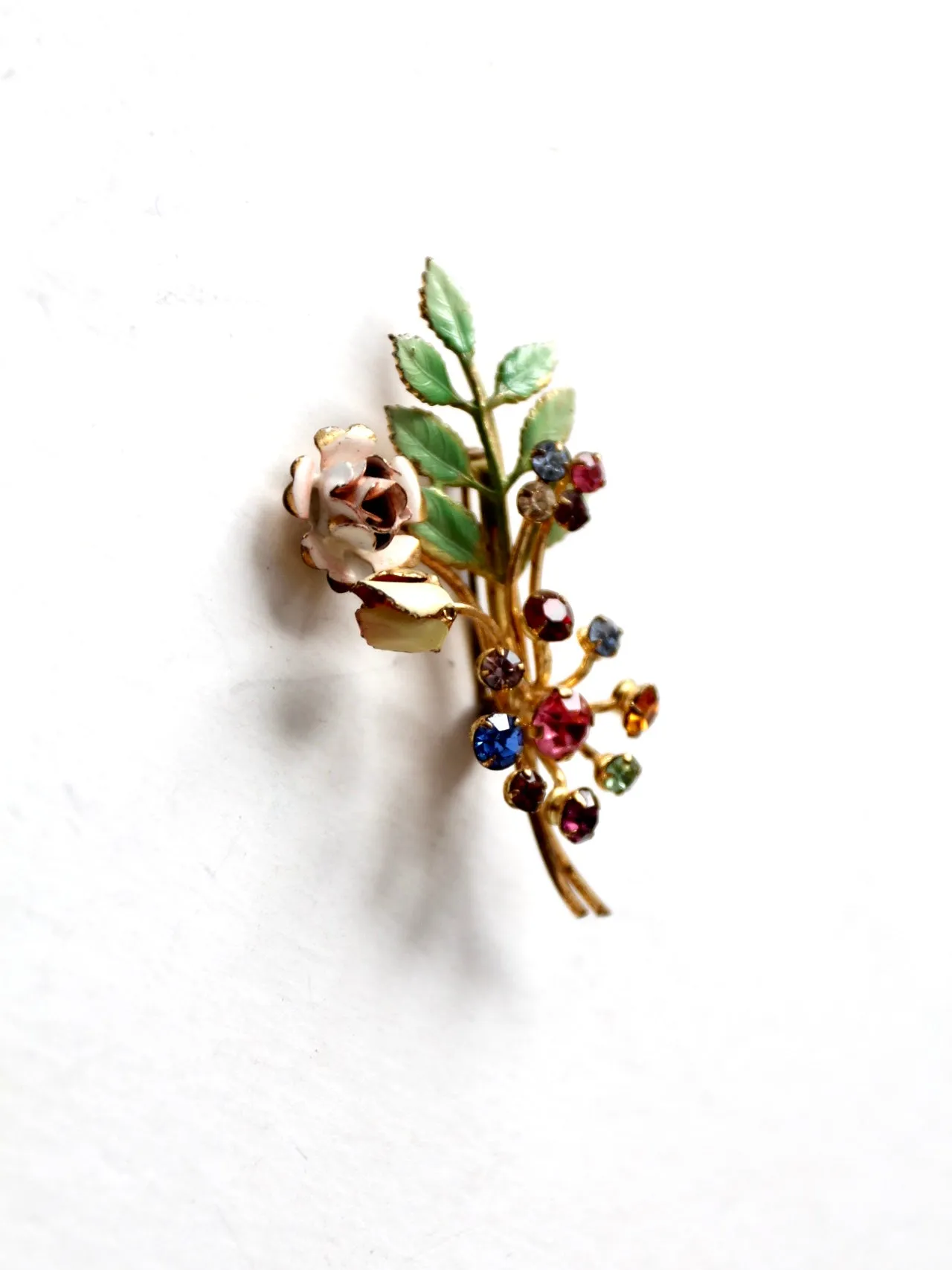 vintage Austrian crystal floral brooch