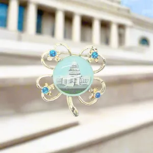 Vintage Four Leaf Clover Brooch with United States Capitol