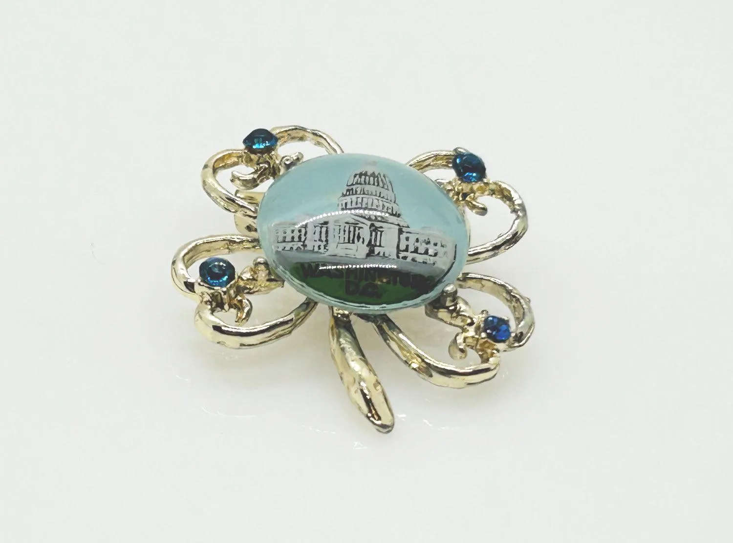 Vintage Four Leaf Clover Brooch with United States Capitol