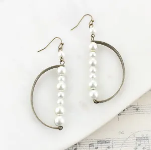 Vintage Half Circle w/ Pearl Bar Earrings