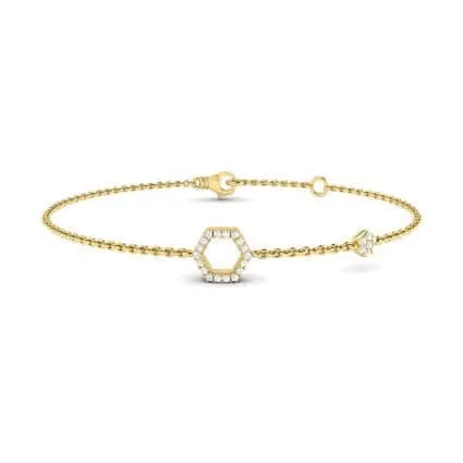 Vlora Serafina Diamond Double Open Honeycomb Bracelet in 14K Yellow Gold