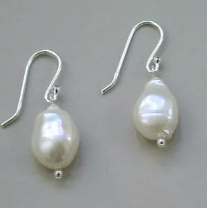 White Baroque Pearl Earrings