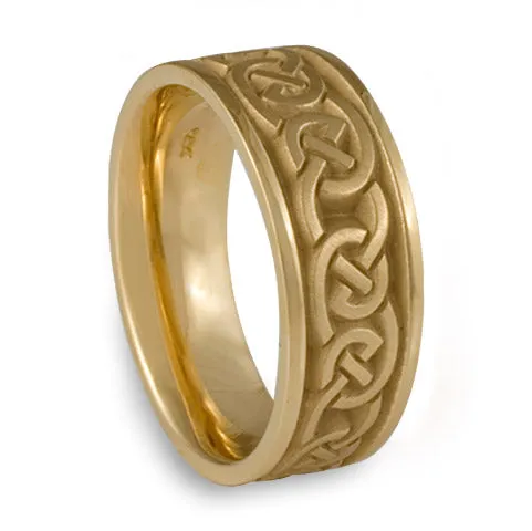 Wide Cheek to Cheek Wedding Ring in 14K Yellow Gold